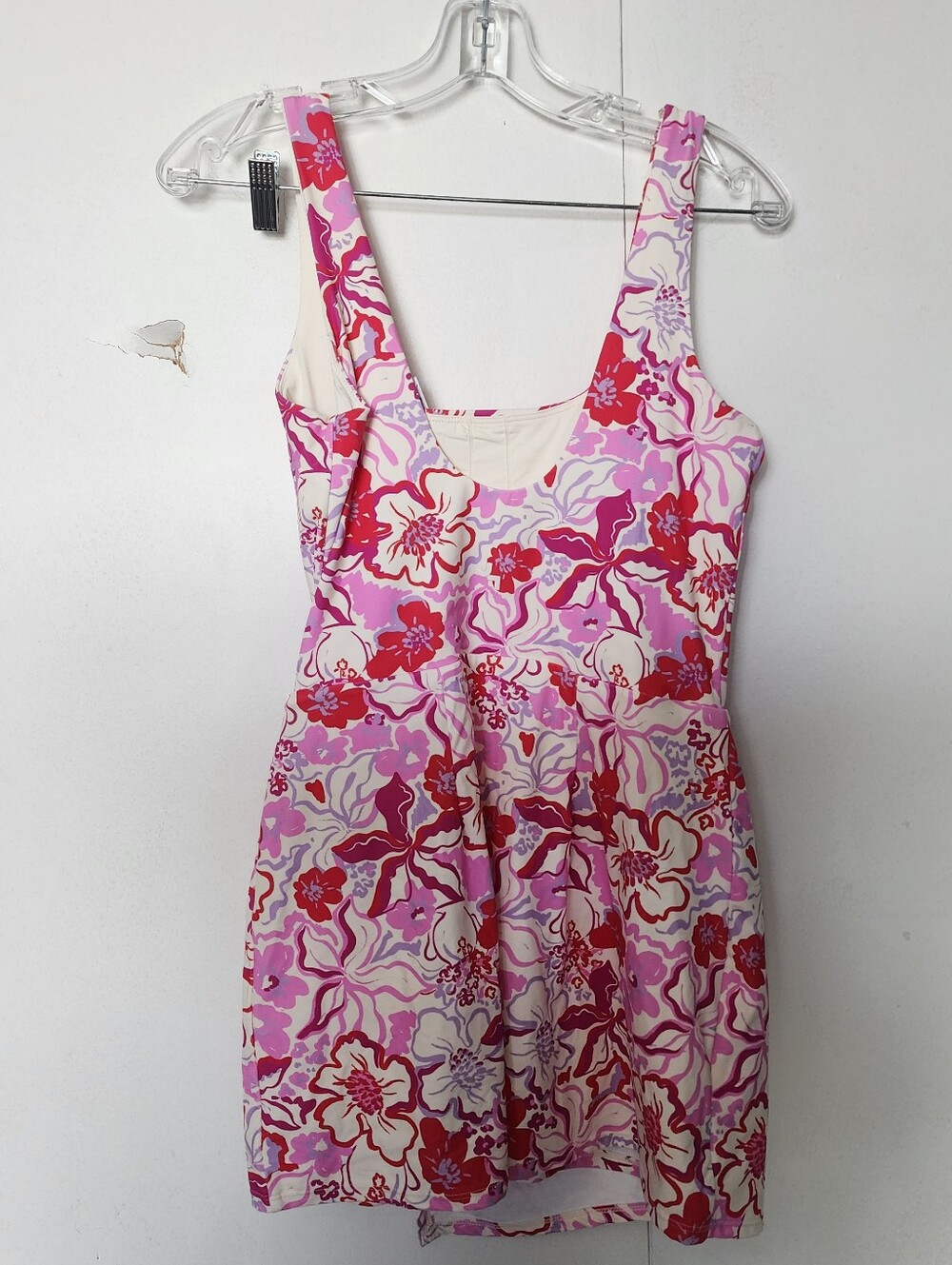 Joy Lab Pink Active Dress Tropical Floral Print Shorts Pockets Sleeveless Nwt M - Picture 2 of 4